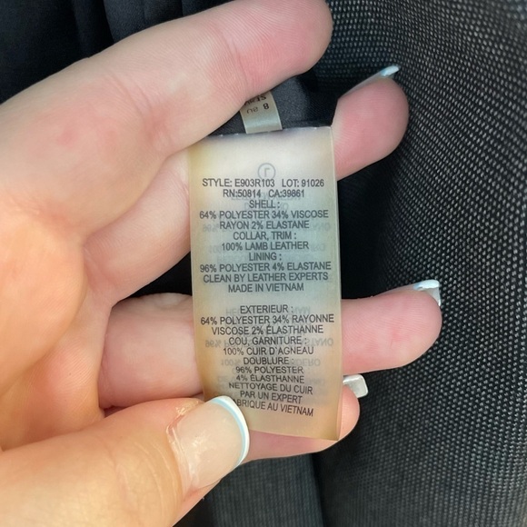 Elie Tahari Gray Leather Detail Blazer - Picture 6 of 9